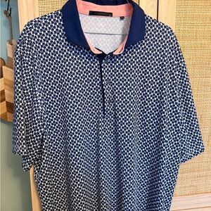 Greyson Navy and White Geometric Polo Size XL